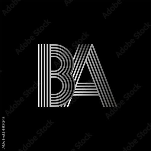 Initial letter logo BA linked white colored, isolated in black background. Vector design template elements for company identity.