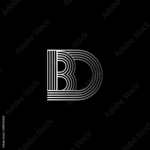 Initial letter logo BD linked white colored, isolated in black background. Vector design template elements for company identity.