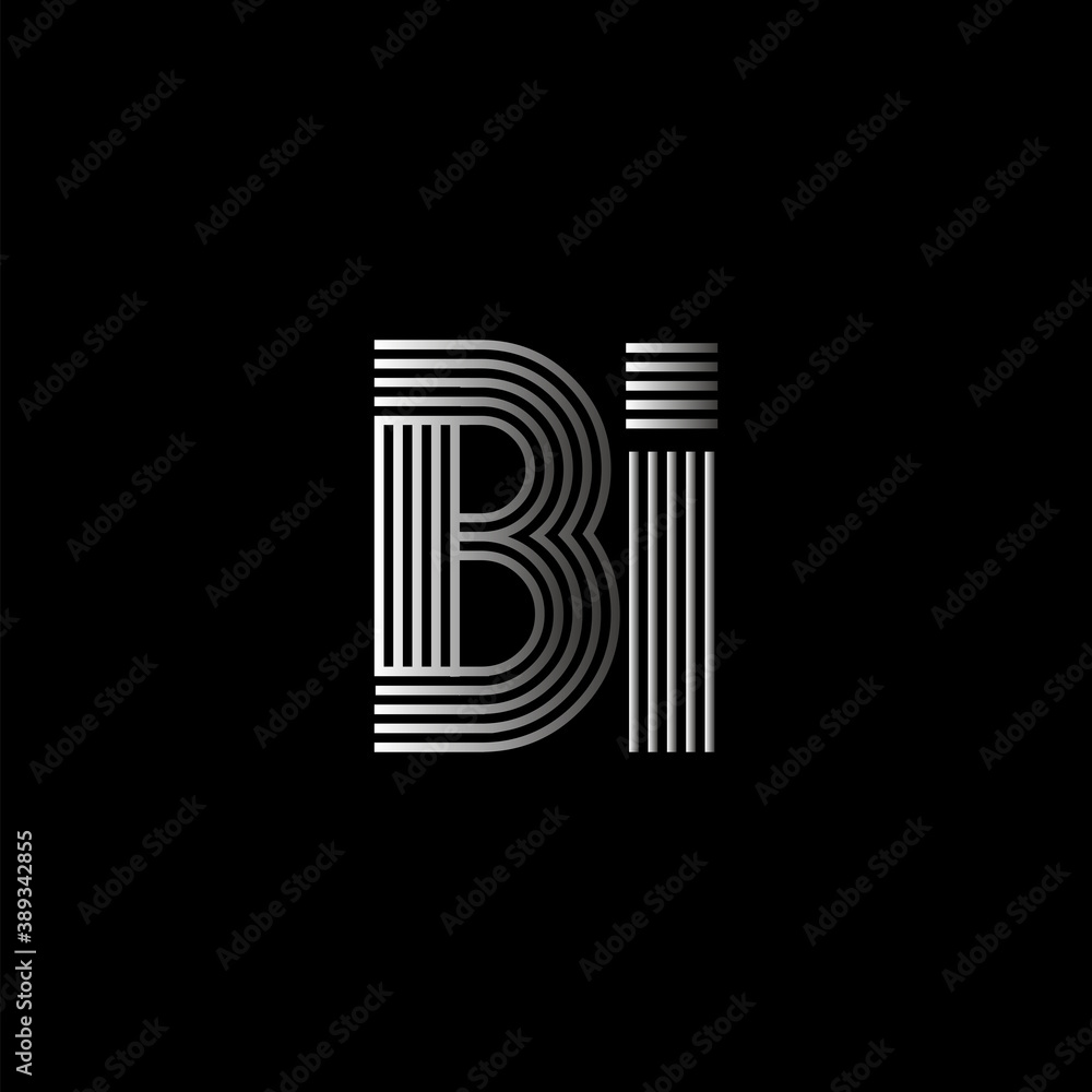Initial letter logo BI linked white colored, isolated in black background. Vector design template elements for company identity. Initial letter logo BI linked white colored, isolated in black background. Vector design template elements for company identity.