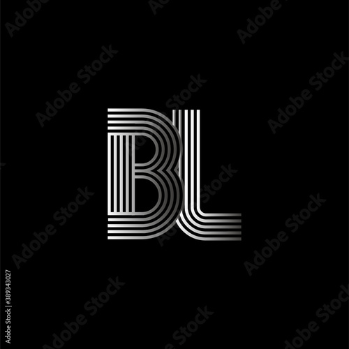 Initial letter logo BL linked white colored  isolated in black background. Vector design template elements for company identity.