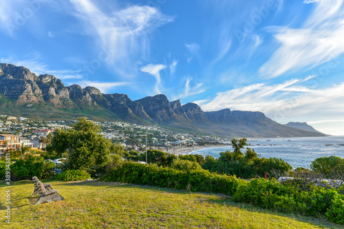 Camps Bay with 12 Apostles at the background, Cape Town, Western Cape, South Africa