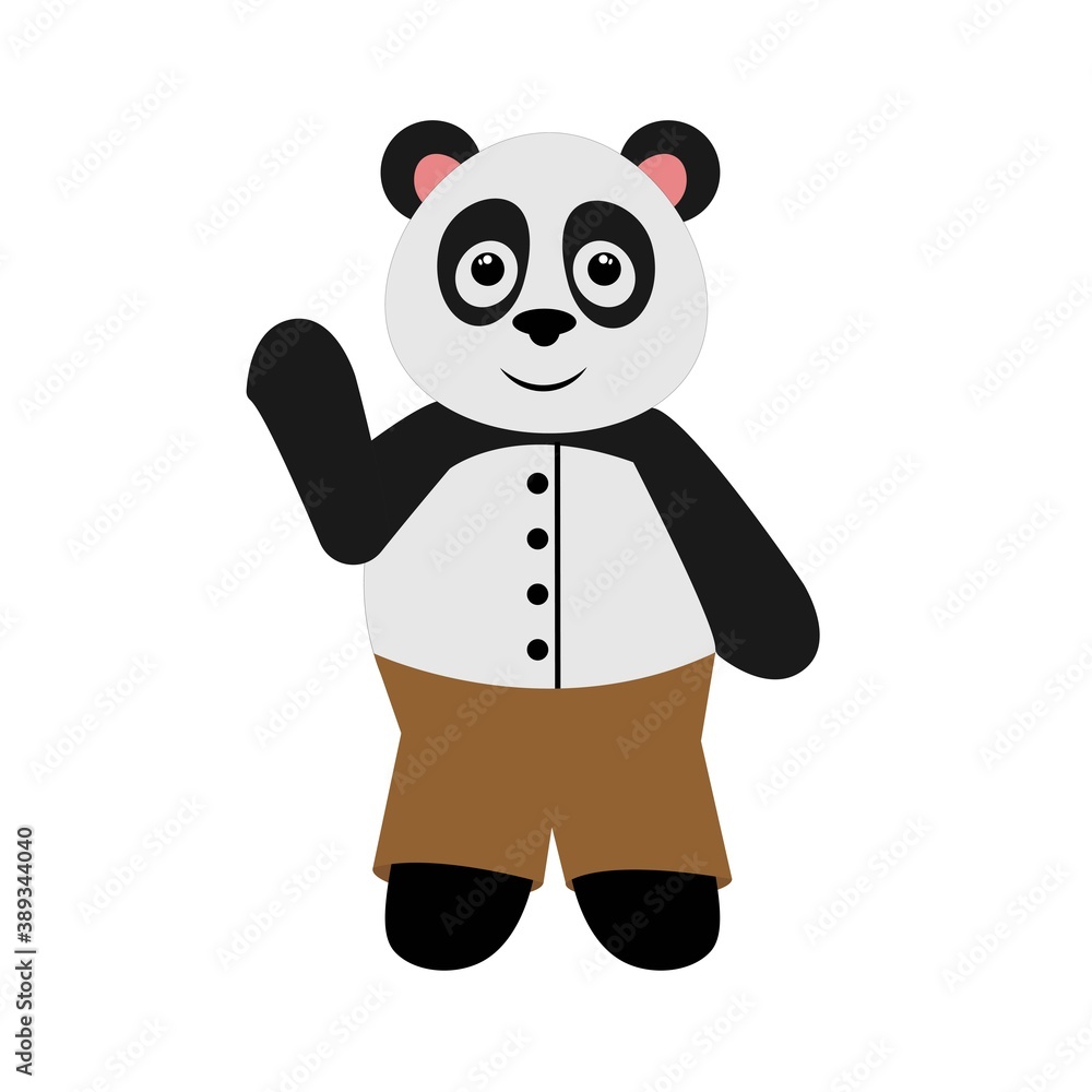 Fototapeta premium cute cartoon Panda boy in brown shorts