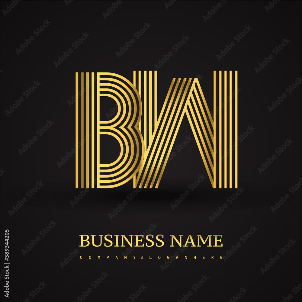 Letter BW linked logo design. Elegant golden colored symbol for your business or company identity.