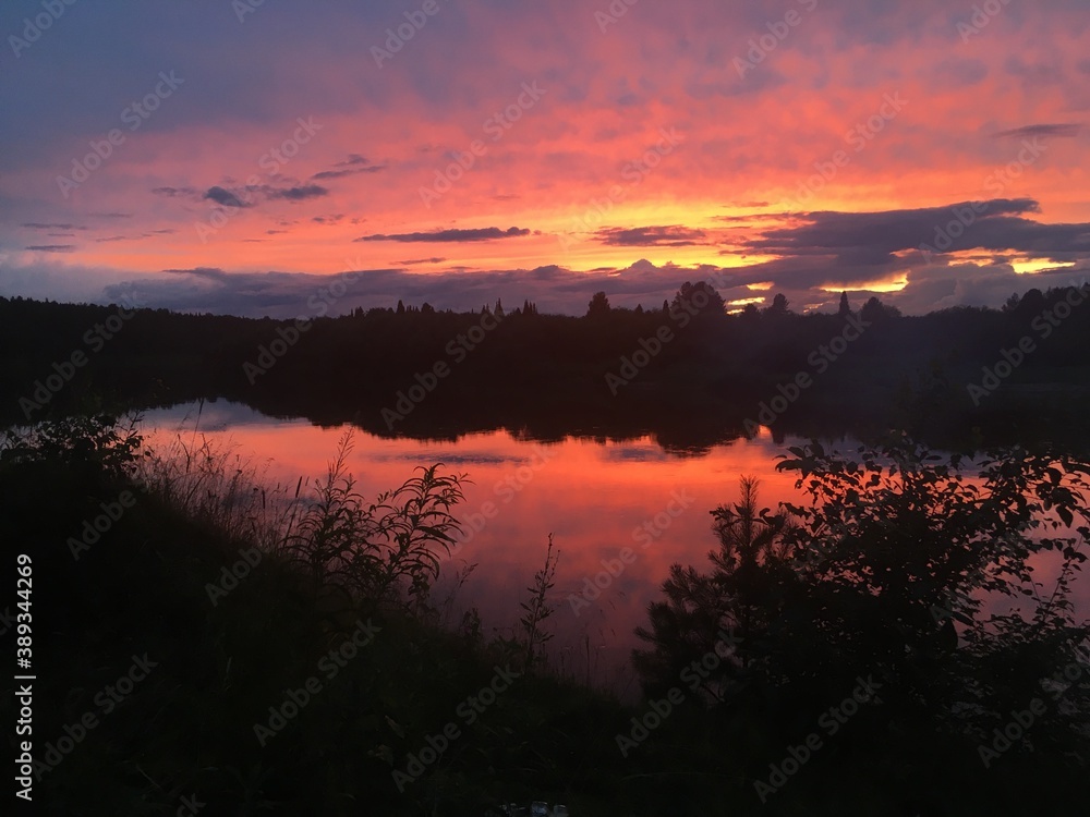 sunset over the river