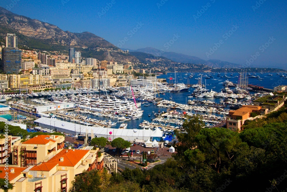 Harbor and yachts in the city of Monaco. French Riviera.