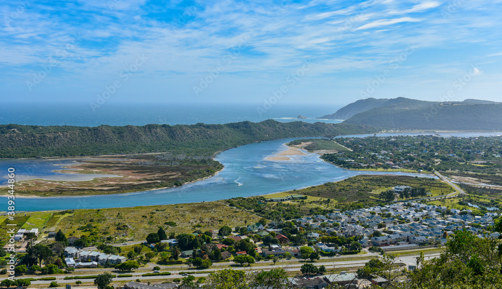 Aerial view of Sedgefield on the Garden Route, Western Cape, South Africa which is one of the best places to visit on your Garden Route trip
