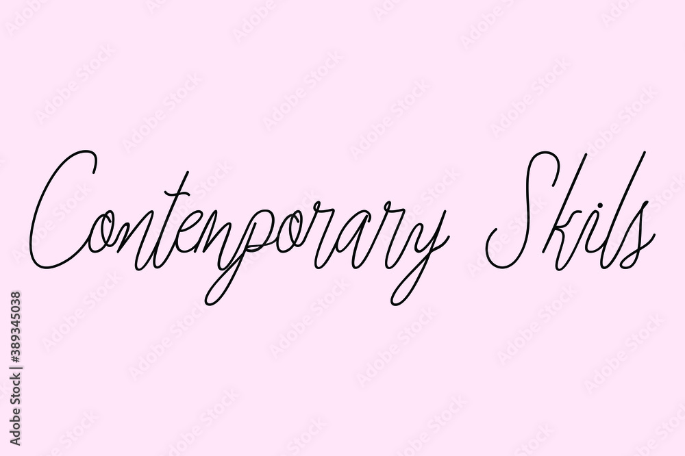 Contemporary Skils Cursive Typography Black Color Text On Light Pink Background  