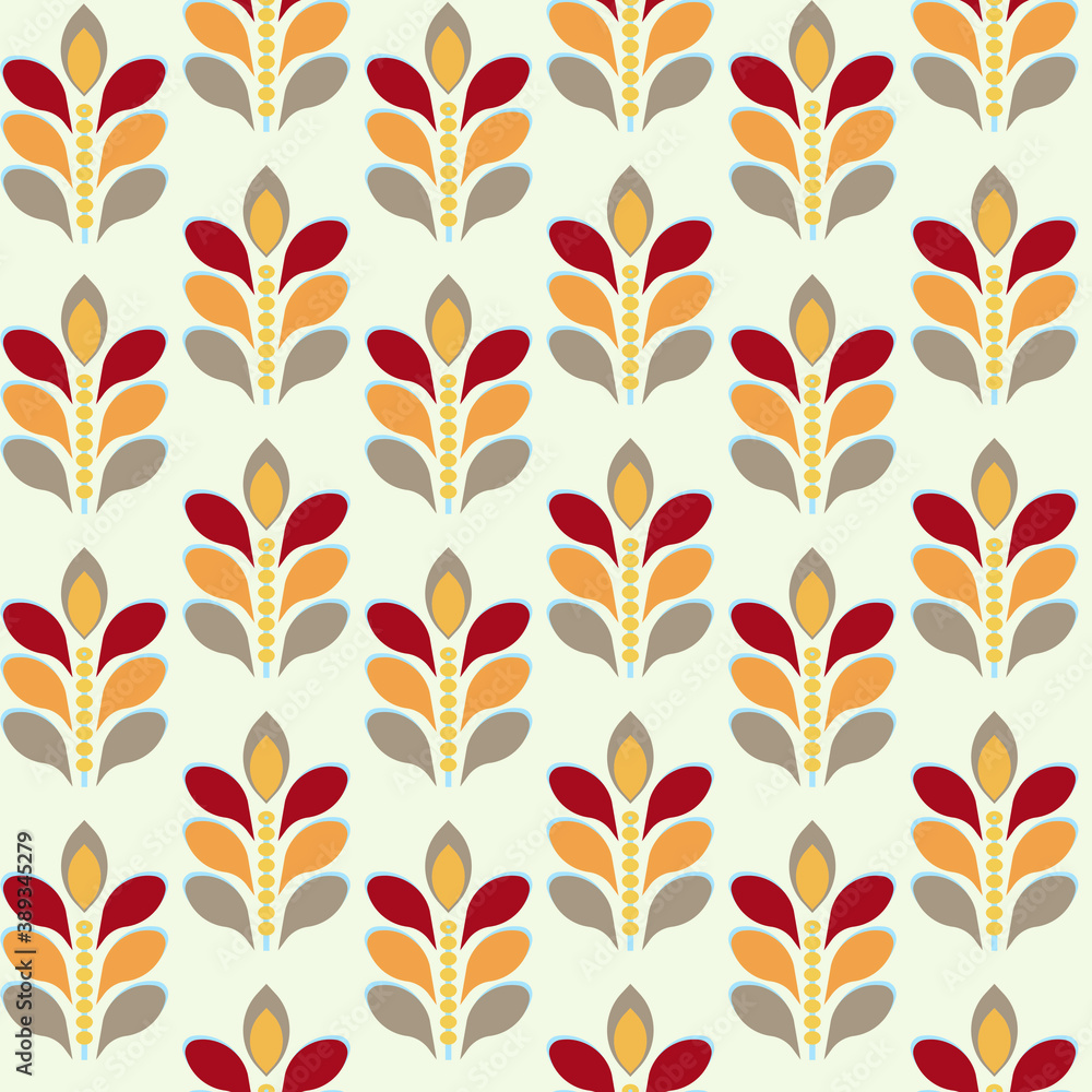 50s 60s 70s retro vintage geometric wallpaper seamless vector pattern. Mid  century style floral background. Stock Vector | Adobe Stock
