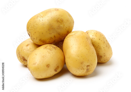 Fresh potatoes on white background.