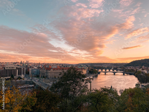 sunset over the river