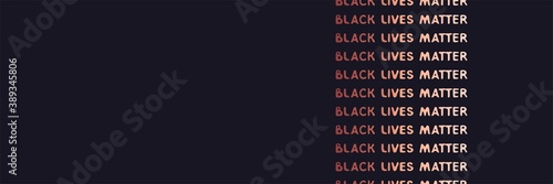 Black Lives Matter social poster on black background, banner size,poster, web banner for social media, blm poster black and white background, long banner bipoc