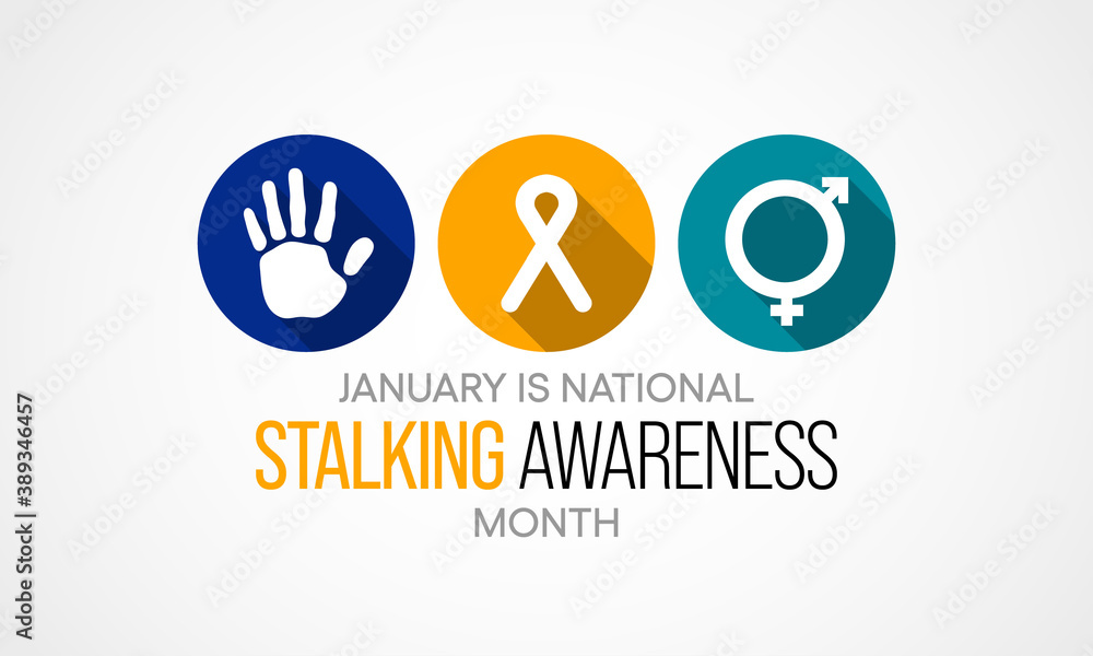 Vector illustration on the theme of National Stalking awareness month observed each year during January. Vector illustration on the theme of National Stalking awareness month observed each year during January.
