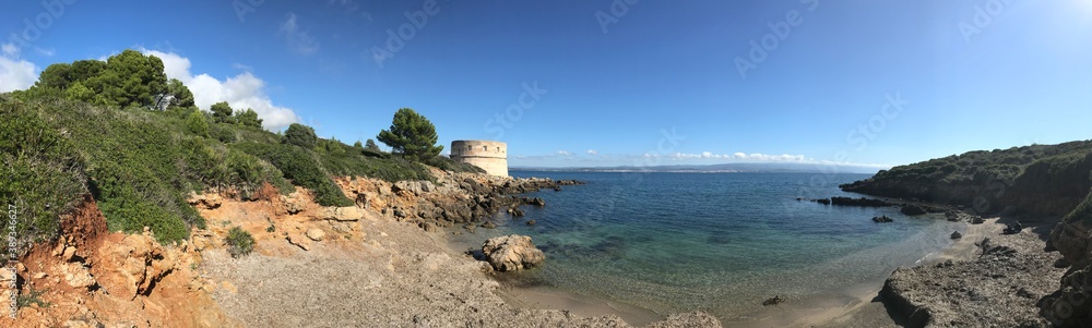 coastal view at torre del lazzaretto, alghero, sardinia, italy