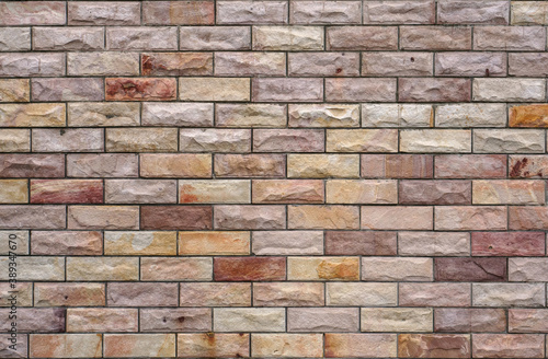 empty brown brick wall or stone floor and table loft by retro mosaic style on top view for old texture background and dark vintage wallpaper or modern interior brickwork to exterior warm construction