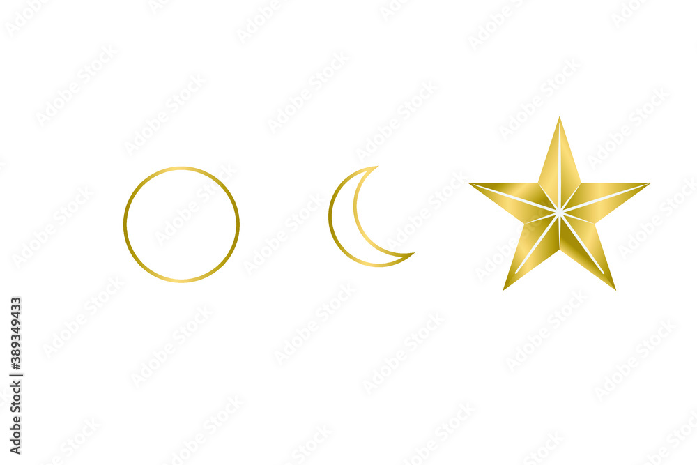 Golden Moon phases astronomy icon set Vector Illustration on the white background. Golden Moon phases astronomy icon set Vector Illustration on the white background.
