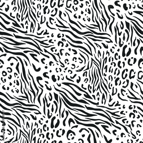 Seamless vector zebra leopard pattern. Trendy stylish wild stripes print. Animal print background for fabric  textile  design  advertising banner etc.