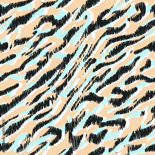 Seamless vector zebra pattern. Trendy stylish wild stripes print. Animal print background for fabric, textile, design, advertising banner etc.