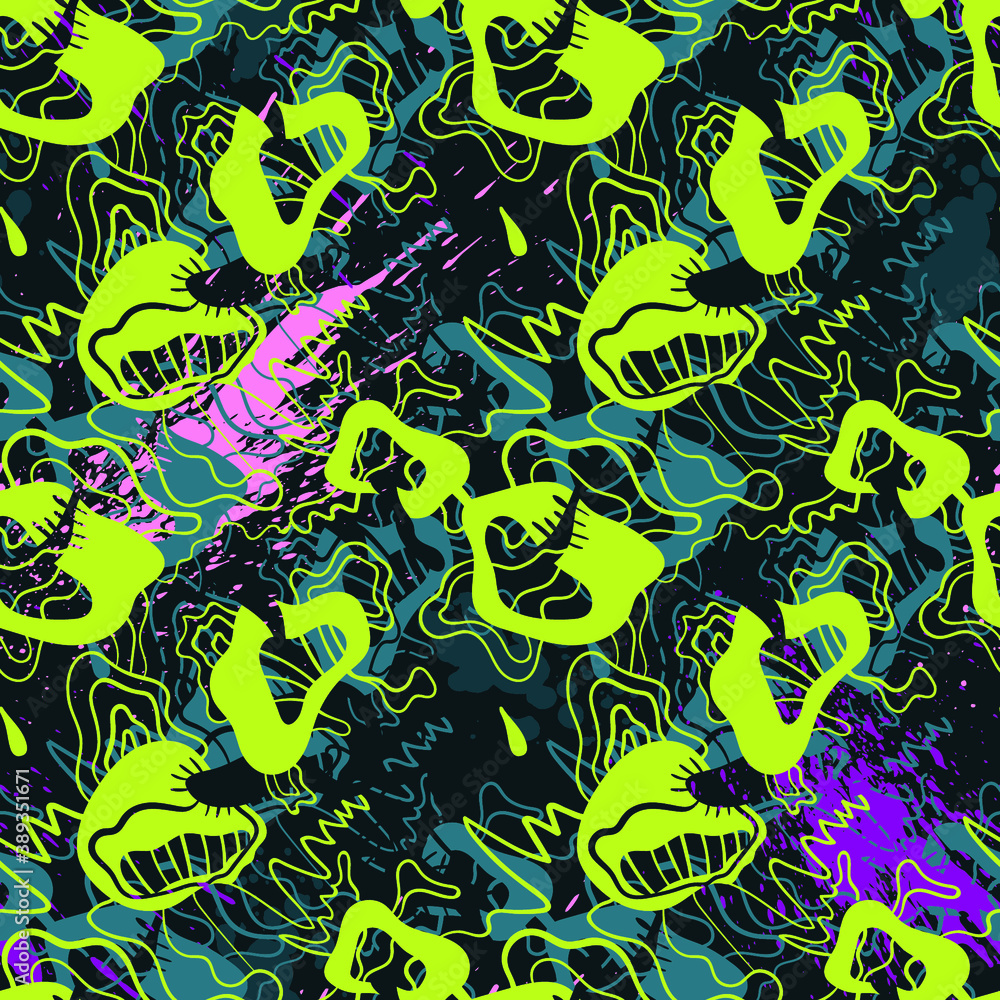 Naklejka premium Seamless abstract psychedelic colorful pattern