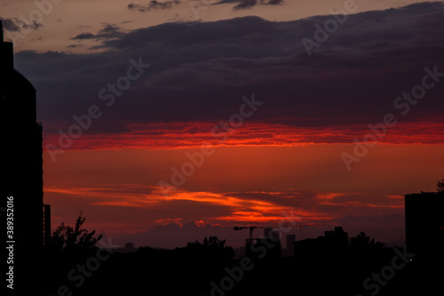 nice moody sunset with red and orange clouds, in Istanbul