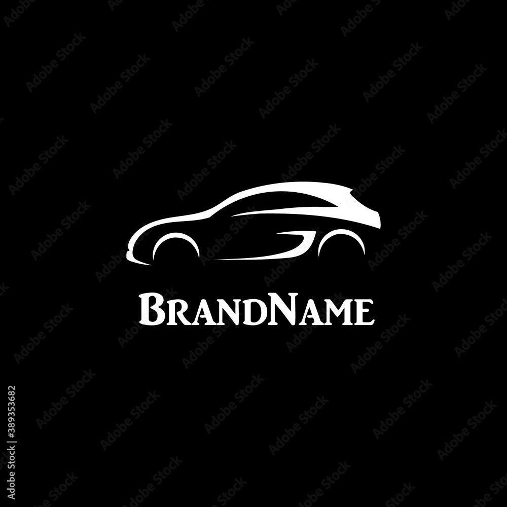 vector logo with a silhouette of a car for decoration and design