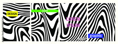 Set of vector zebra covers. Trendy stylish wild stripes template. Animal print background for design  advertising banner  web  brochure etc.