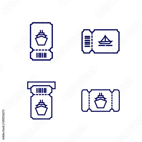 Set of Ship Ticket icon design logo vector template, Icon Symbol, Creative design concept