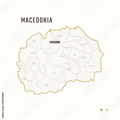 Fotografie, Obraz Map of Macedonia with border, cities and capital Skopje