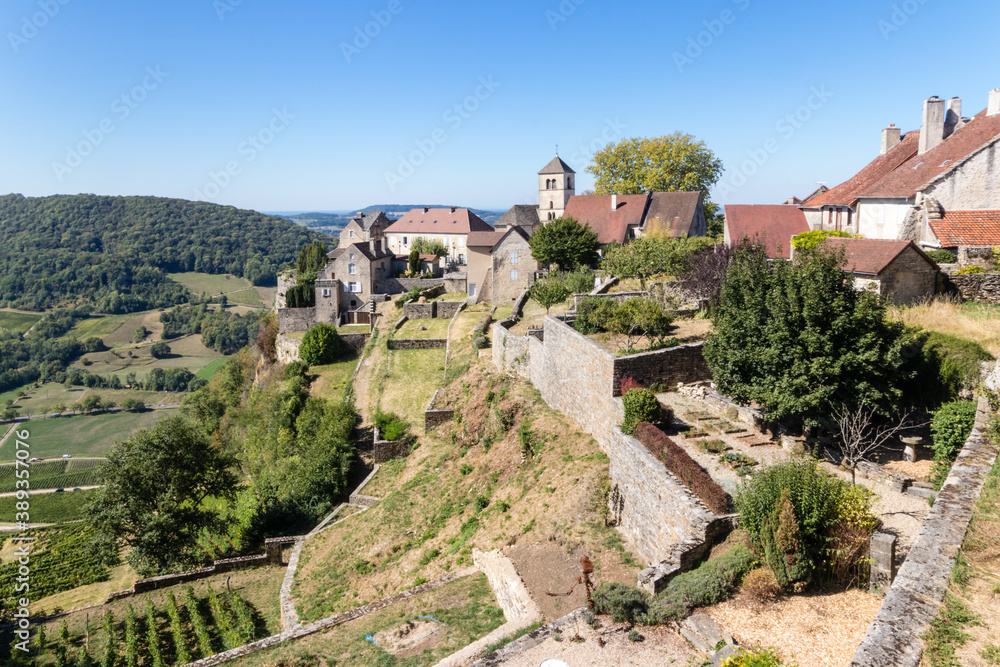 The historic village of Chateau Chalon, castle from Jura