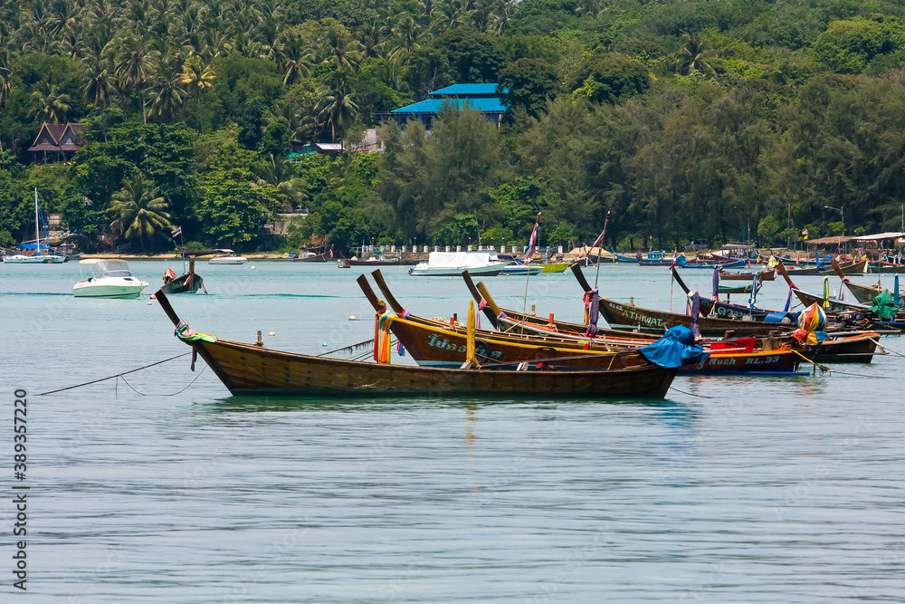 Longtsailboats near Beach of Laem Sing , Phuket, Andaman Sea, Thailand, Asia