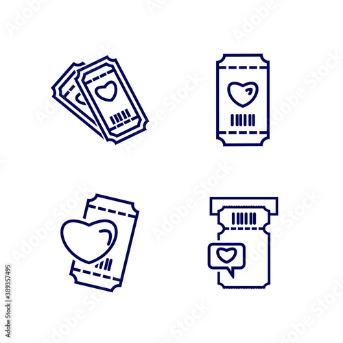 Set of Love Ticket icon design logo vector template, Icon Symbol, Creative design concept