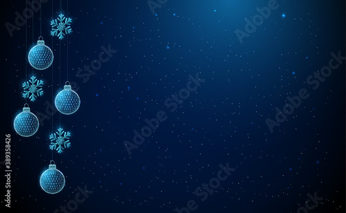 Abstract hanging christmas toys ball and snowflake.