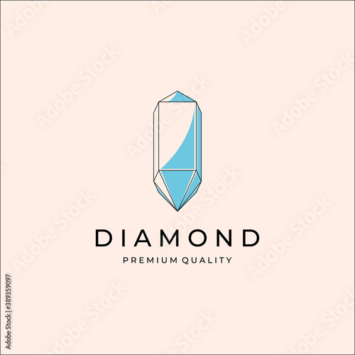 Blue Diamond Line Art Logo Vector Template Illustration Design