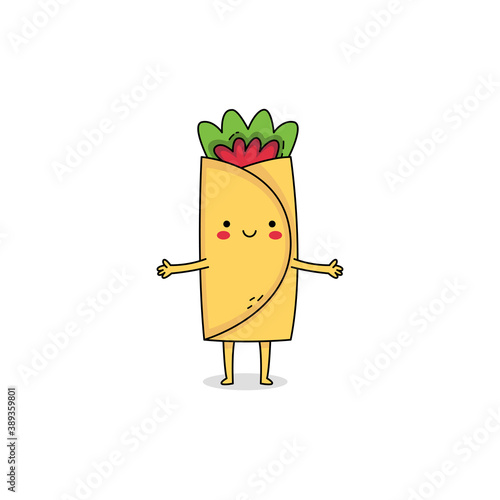 Cute burrito cartoon character