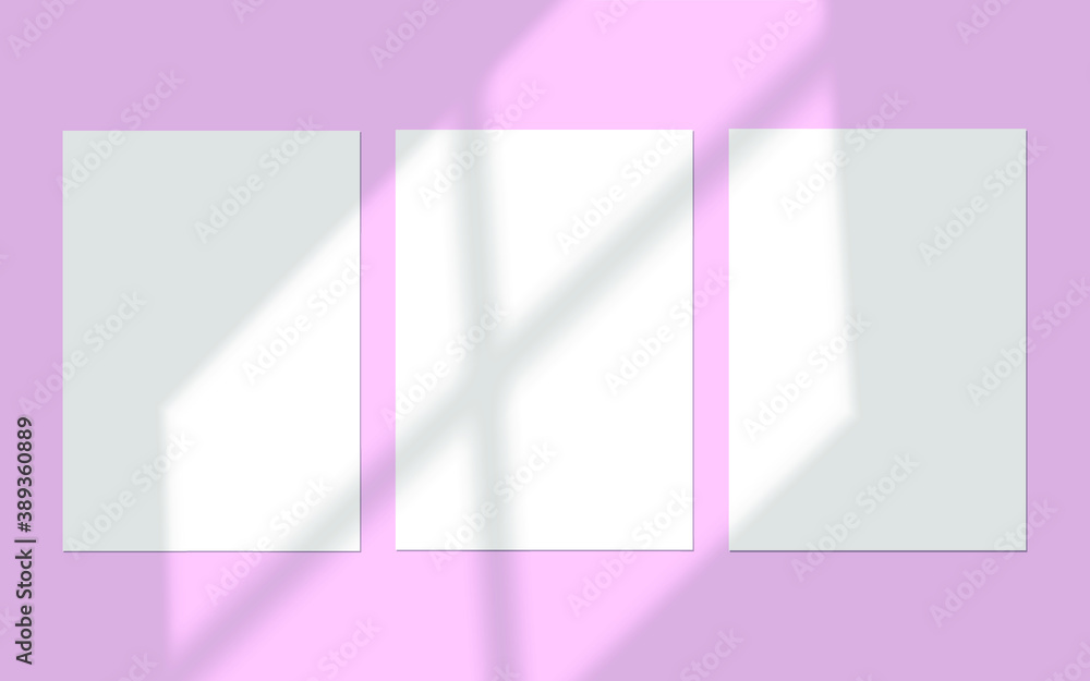 Obraz premium Vector shadow overlay effect. Transparent soft light and shadows from window. Mockup of transparent window shadow and natural lightning. 10 eps mesh.