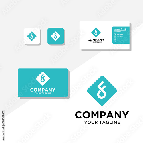 J concept logo design business card vector template