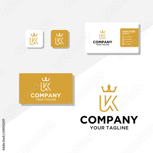 K concept logo design business card vector template