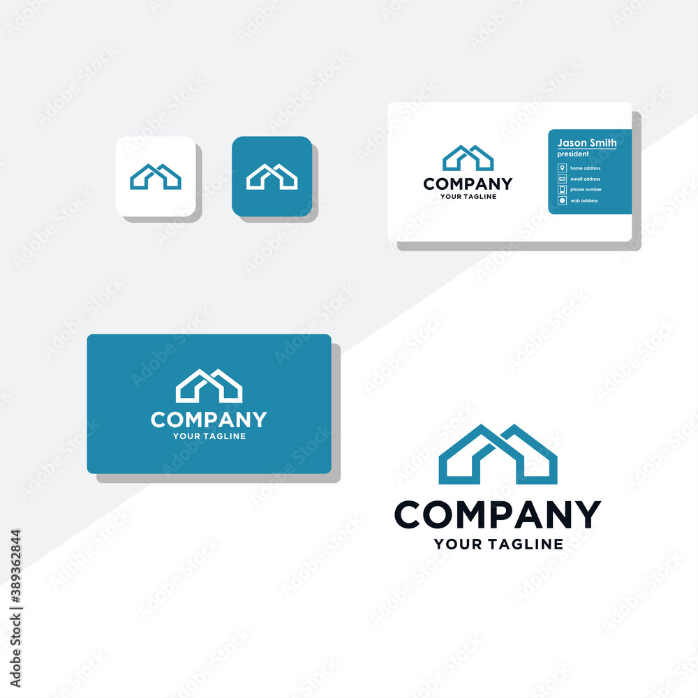 M concept logo design business card vector template