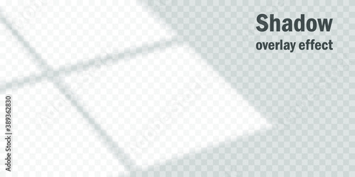 Vector shadow overlay effect. Transparent soft light and shadows from window.  Mockup of transparent window shadow and natural lightning. 10 eps mesh.