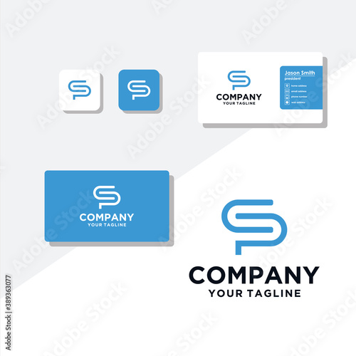 P concept logo design business card vector