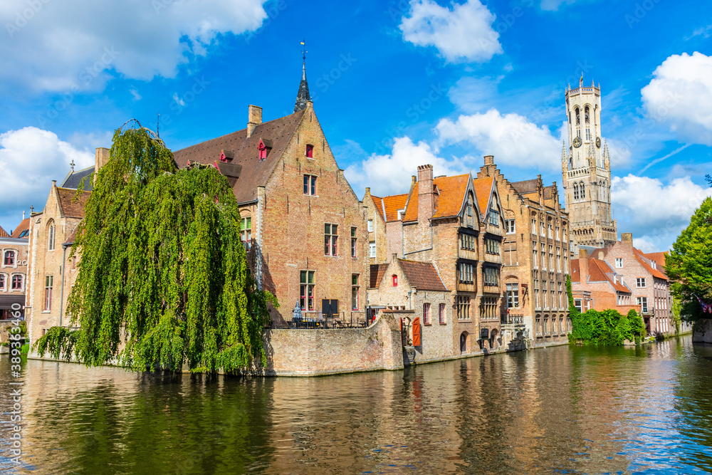 The beautiful Rozenhoedkaal Canal of Bruges, Belgium