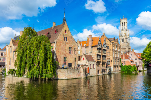 The beautiful Rozenhoedkaal Canal of Bruges, Belgium