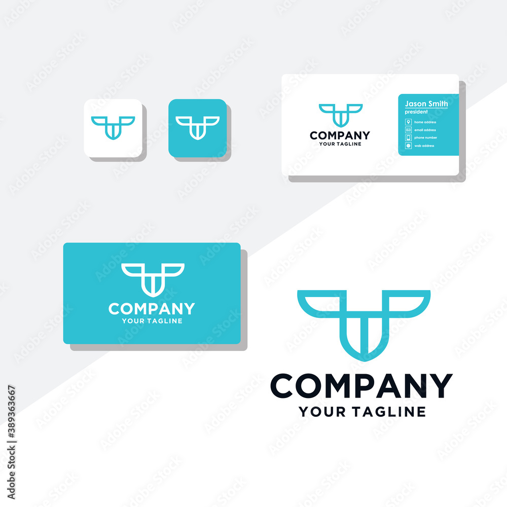T concept logo design business card vector