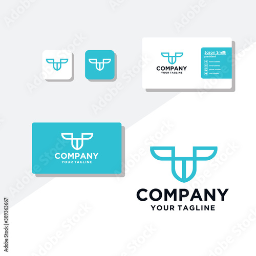 T concept logo design business card vector