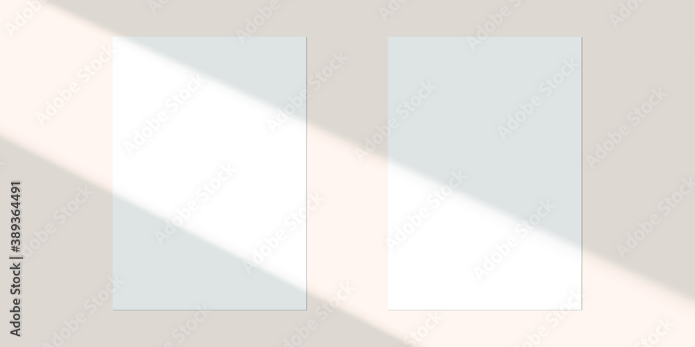 Fototapeta premium Vector shadow overlay effect. Transparent soft light and shadows from window. Mockup of transparent window shadow and natural lightning. 10 eps mesh.