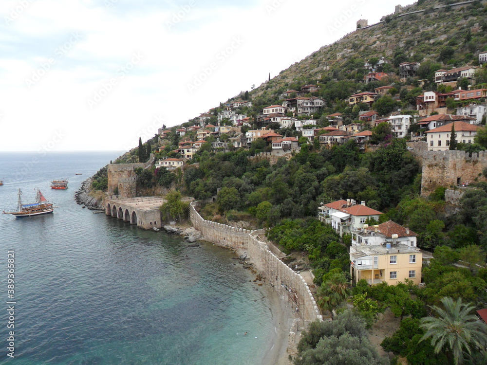 The mountains and coastal landscapes outside of Alanya in the Antalya region of Turkey