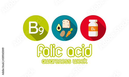 National Folic Acid Awareness Week, observed during the second week of January every year, brings much needed attention to this crucial vitamin that is especially important to women. vector graphics.
