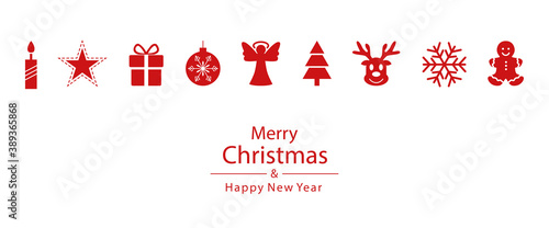 collection of hanging christmas icons, red