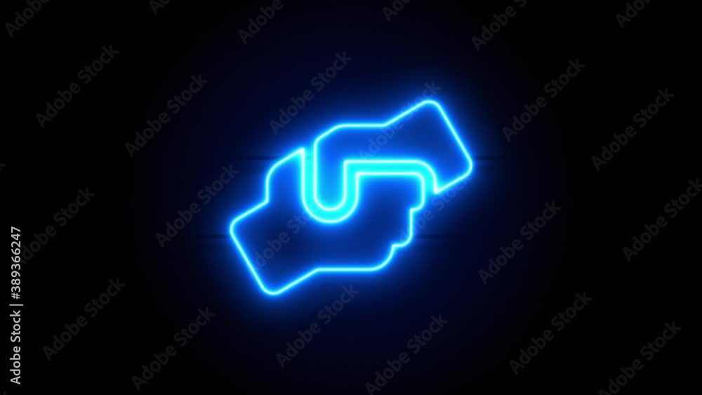 Hand Help neon sign appear in center and disappear after some time. Animated blue neon symbol on black background. Looped animation. Hand Help neon sign appear in center and disappear after some time. Animated blue neon symbol on black background. Looped animation.