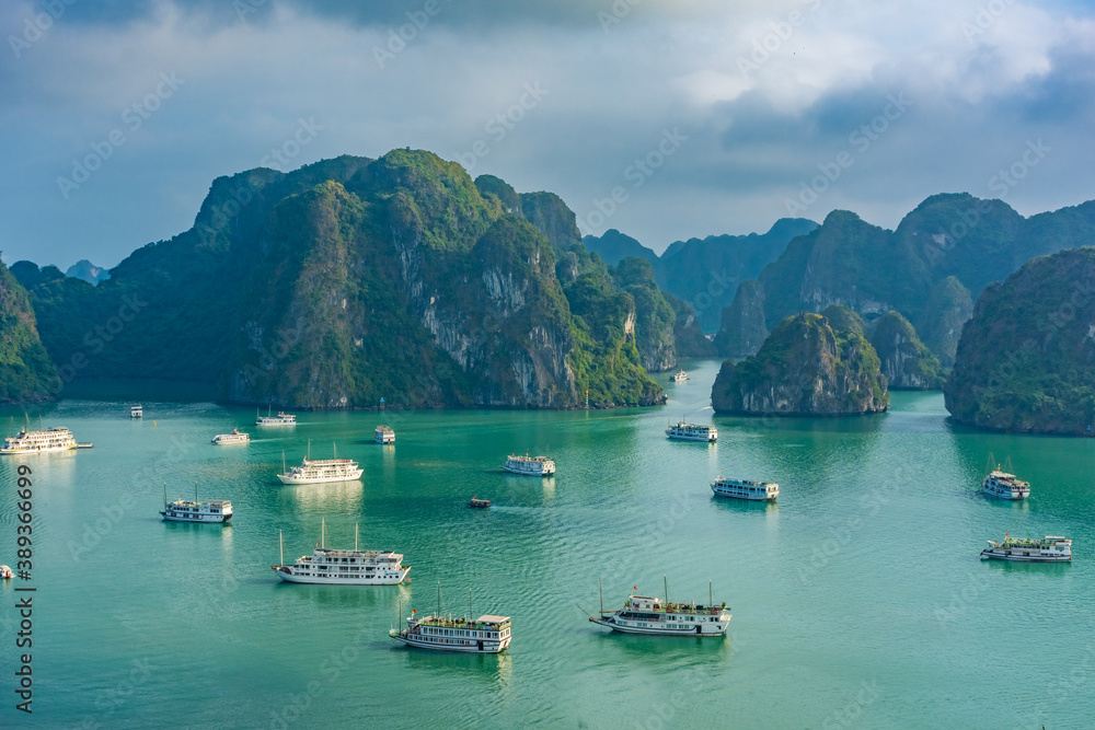 HA LONG BAY, VIETNAM, JANUARY 6 2020: Beautiful landscape of Ha Long Bay