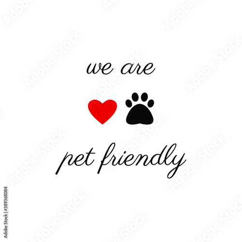 Pet friendly concept background with heart and paw